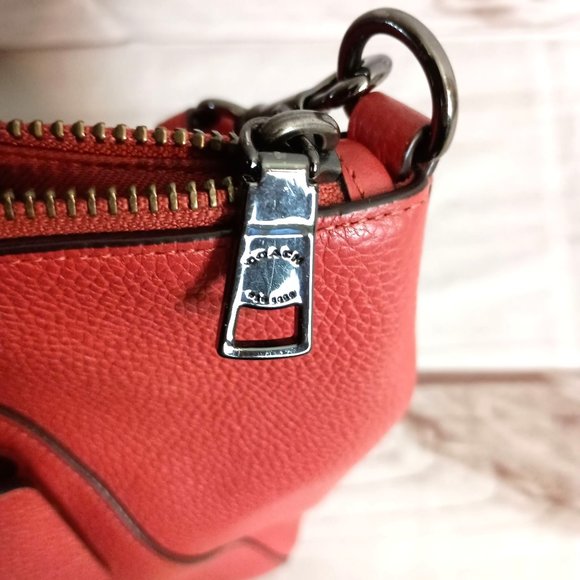 Coach prairie satchel convertible handbag in red signature Coach pebble leather - Picture 5 of 9